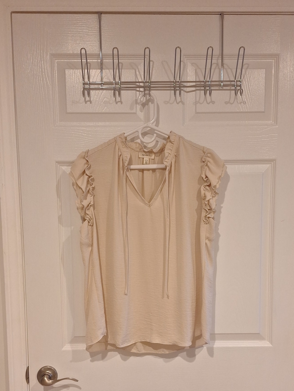 Tamara H Ceam Ruffle Sleeve Tie-Neck Blouse